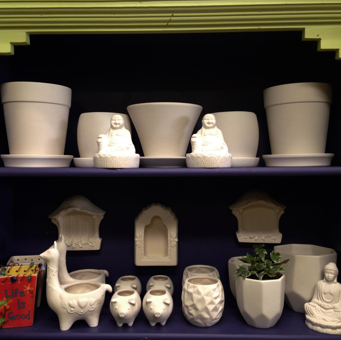 Paint your own pottery. There are multiple statues, bowls and planters to paint!