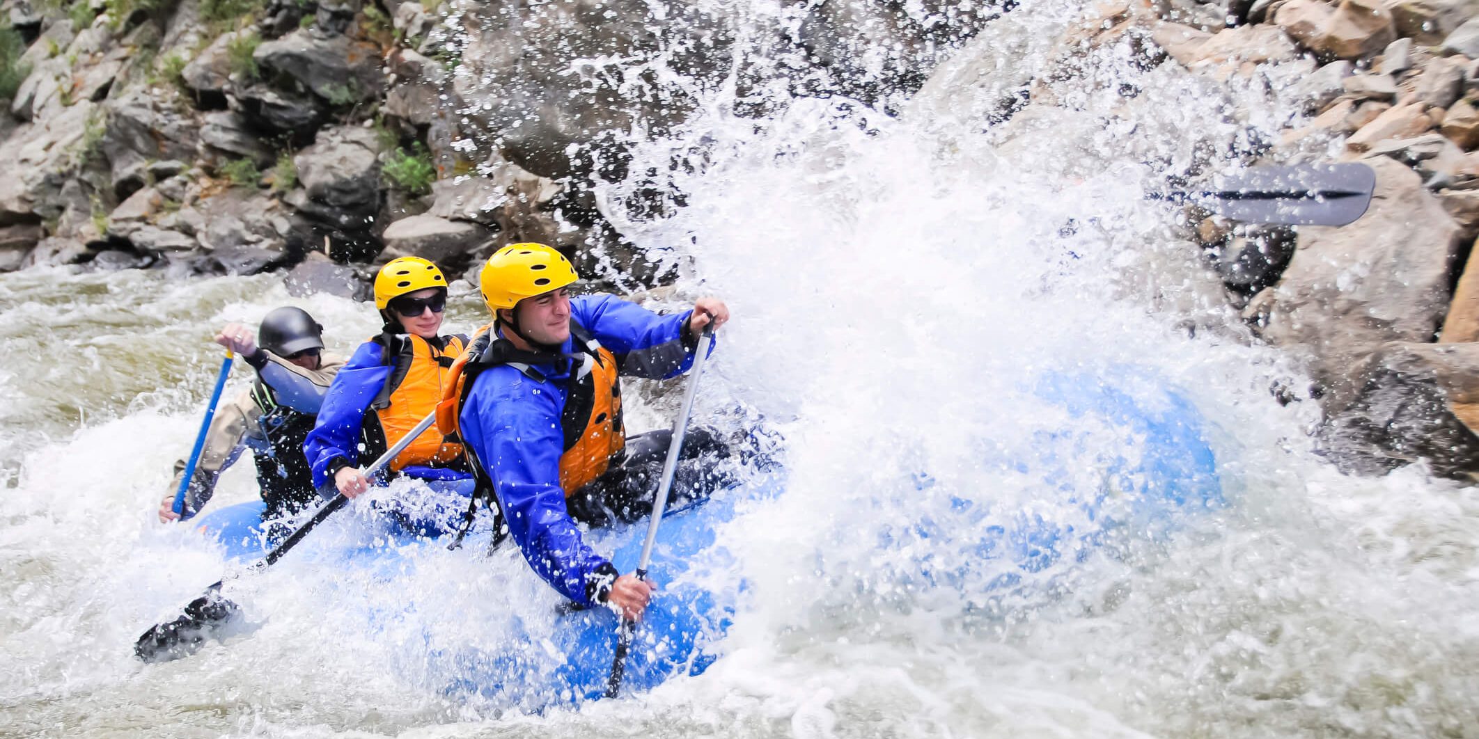 White water rafting on the Arkansas River in Colorado People rafting on the Arkansas River in Colorado