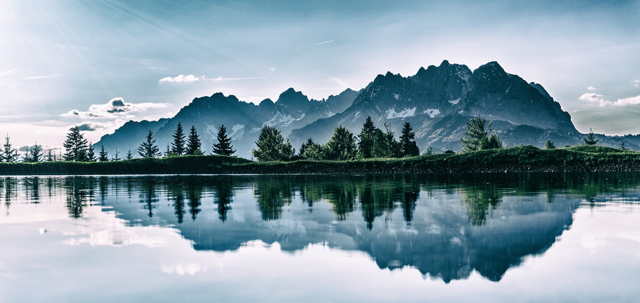 Moutains and Trees scenic image